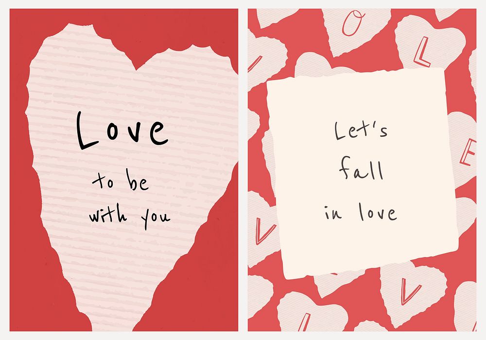 Love poster template vector valentine's day set