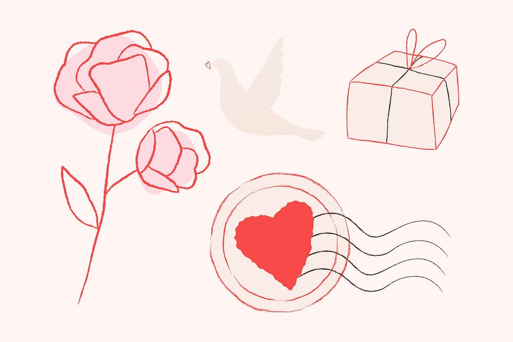 Love messenger vector doodle design elements collection