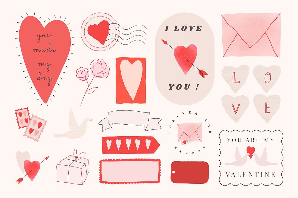 Lovely decoration for valentine vector element stickers