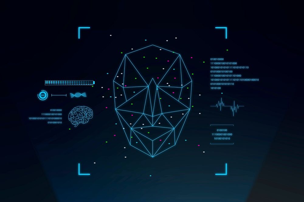 Face recognition AR hologram vector screen template smart technology