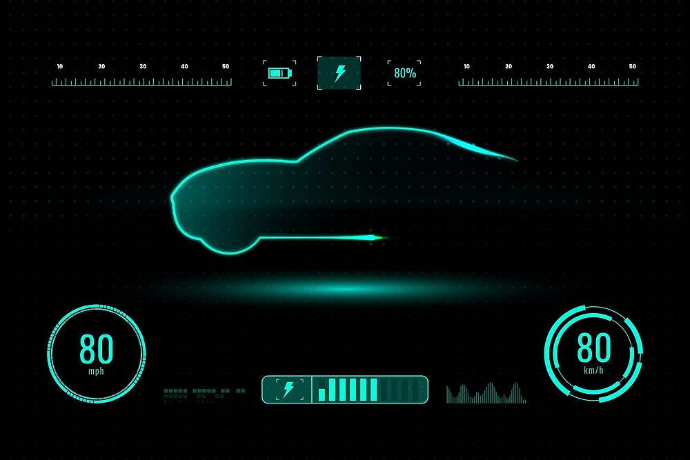 Automotive interface AR hologram vector windshield panel