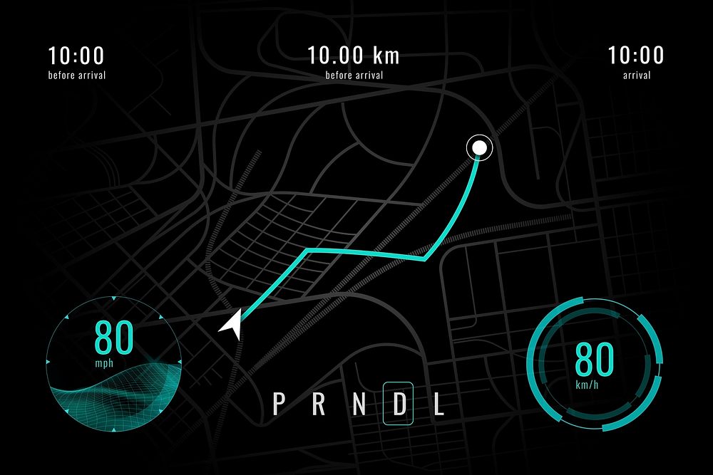 Smart car GPS screen psd navigator interface template