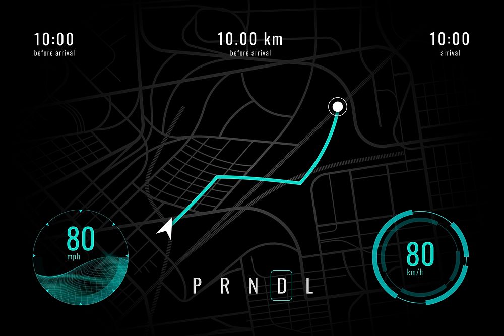 Smart car GPS screen vector navigator interface template