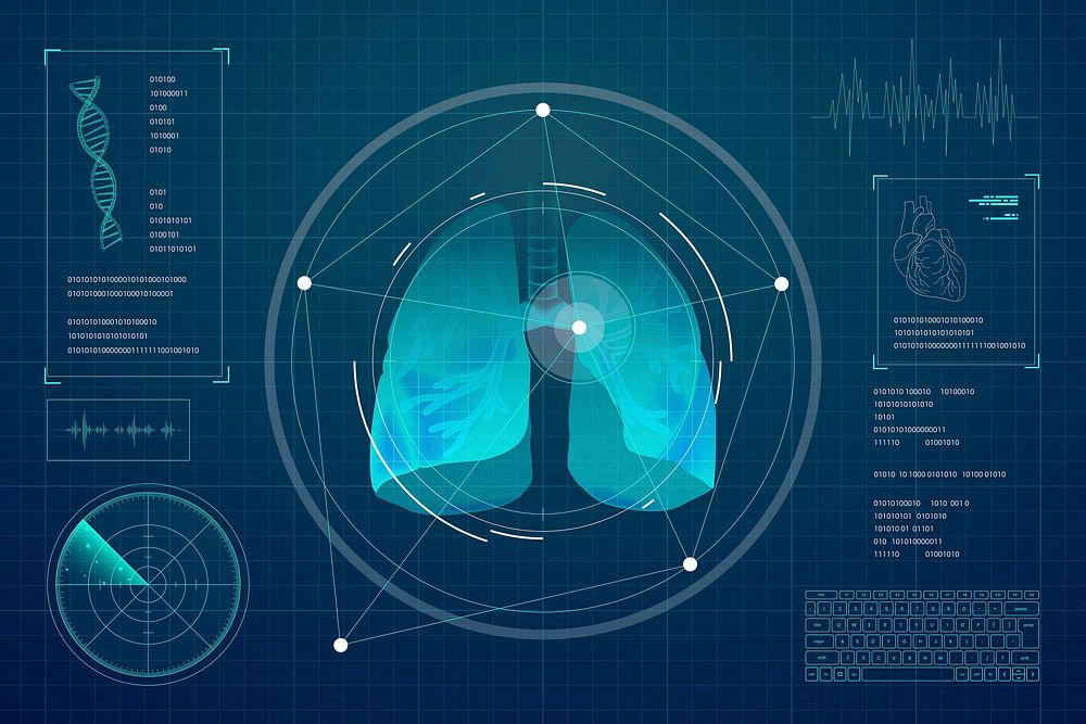 Lungs medical holography screen vector user interface
