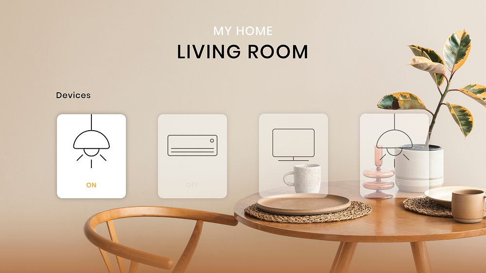 Smart home application graphic vector with natural design on desktop screen