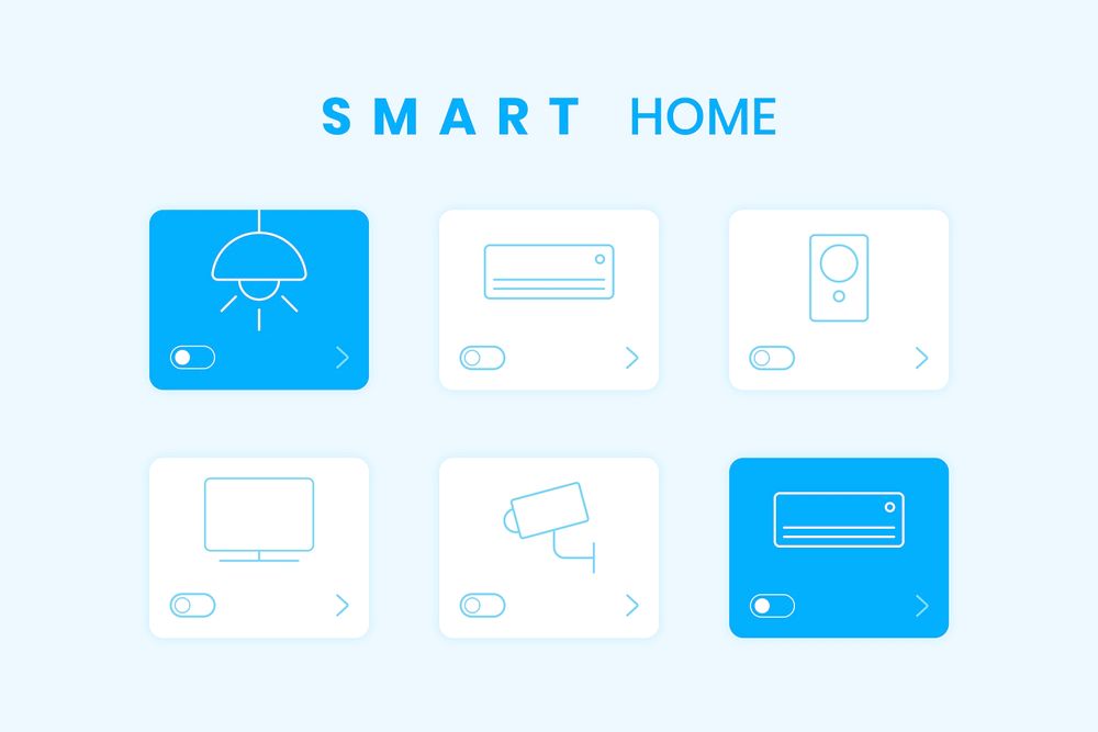 Blue smart home interface psd graphic