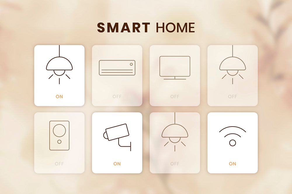 Smart home application vector design in simple brown