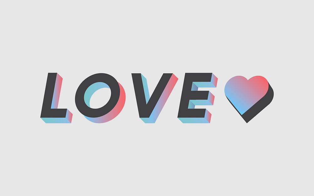 Illustration typography of the word love