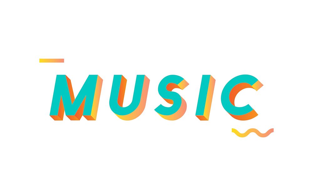 Illustration typography of the word music