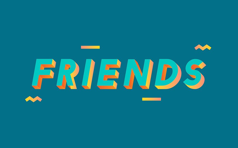 Friends word in 3D font