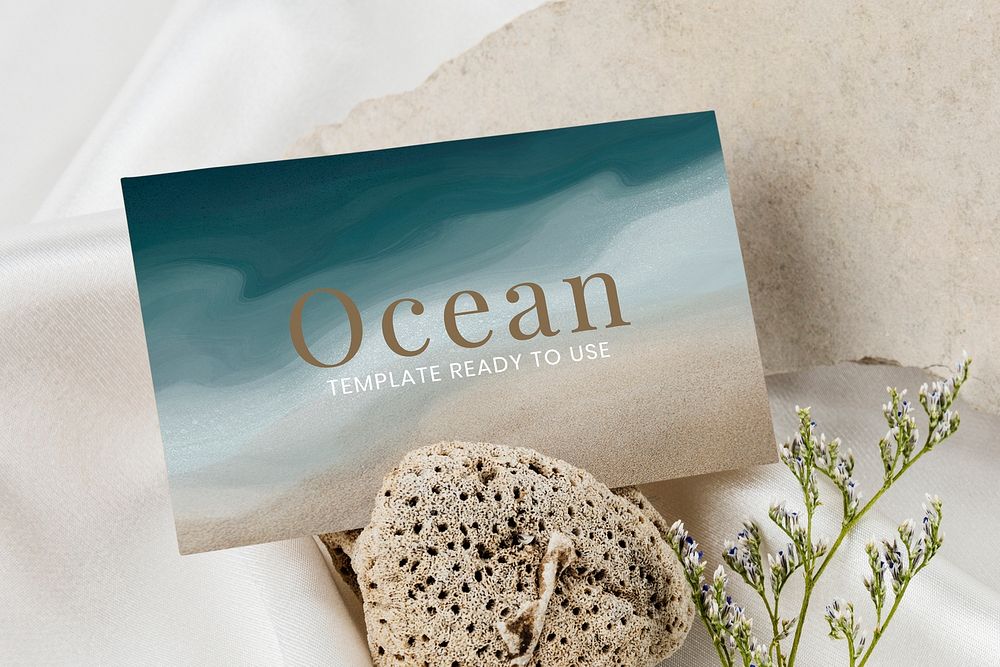 Abstract business card mockup psd dark blue ocean