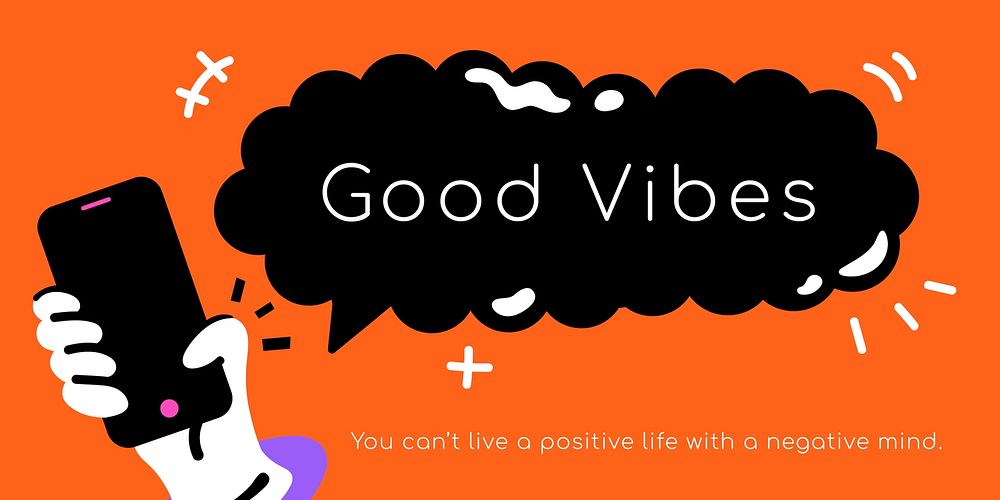 Vivid social media banner with good vibes text