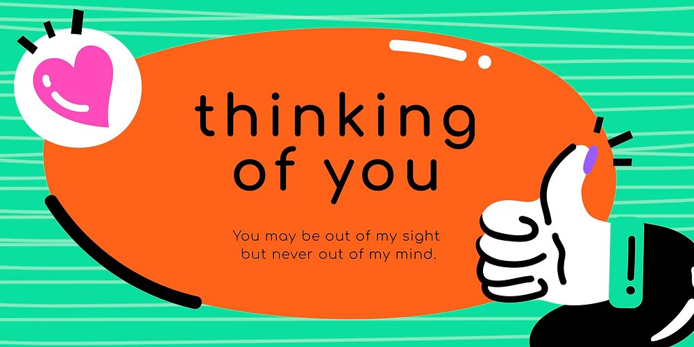 Vivid social media banner with thinking of you text
