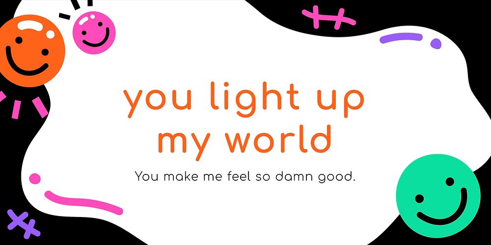 Vivid social media banner with you light up my world text