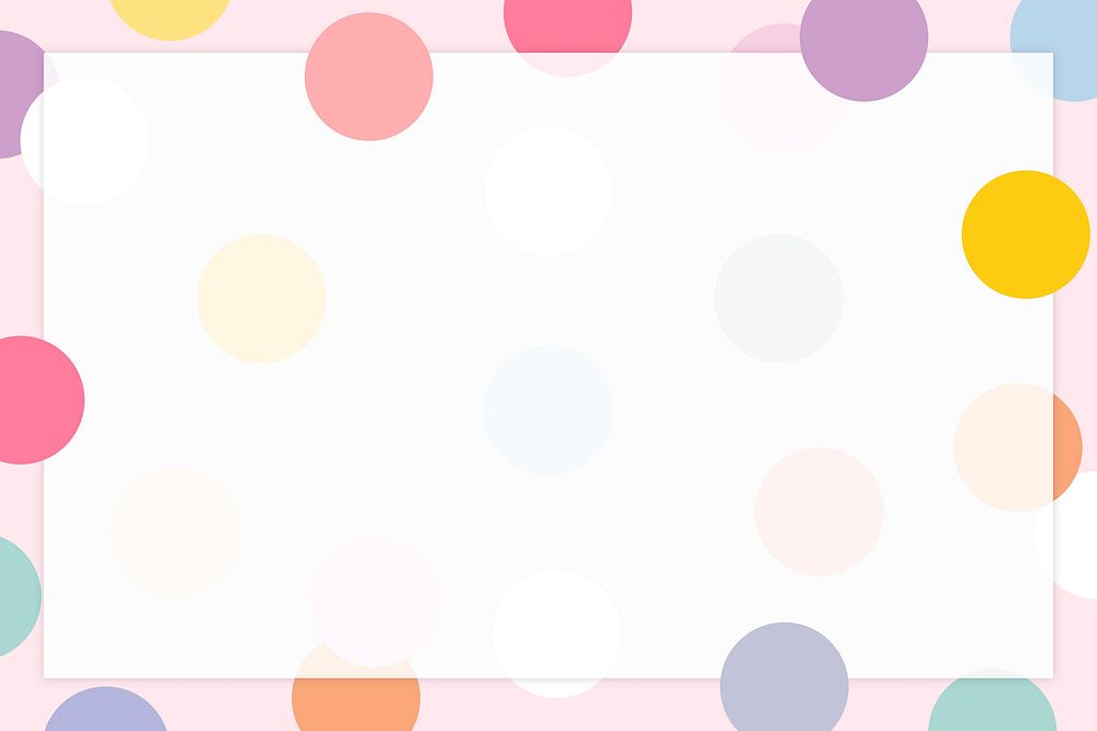 Pastel polka dot frame vector in cute pastel pattern
