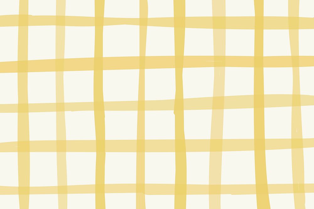 Grid background vector in cute yellow pattern