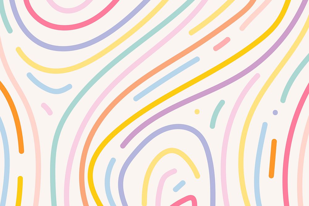 Colorful background vector in cute pastel line pattern