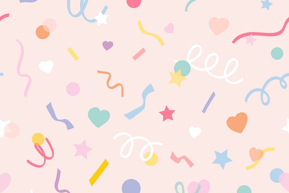 Confetti background psd in cute pastel pink pattern