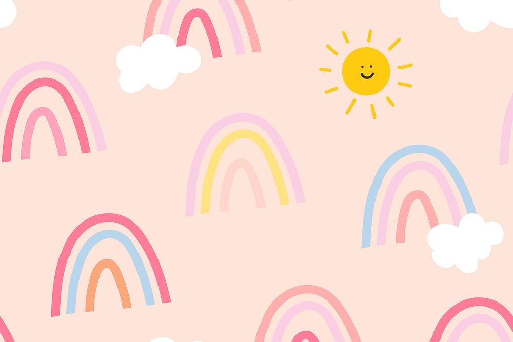 Rainbow background psd in cute pastel pattern