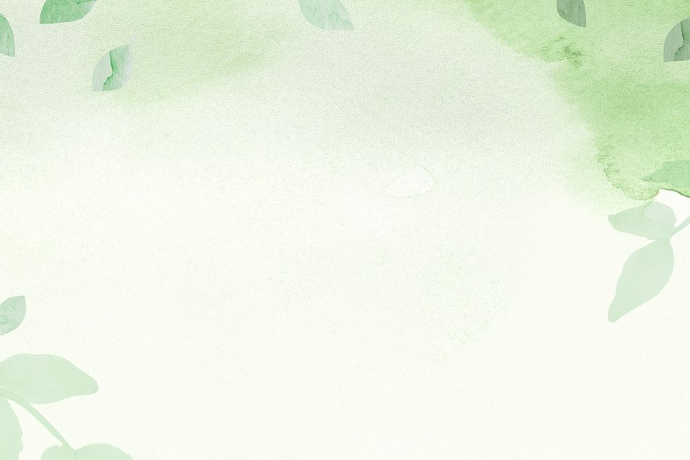 Environment Background green watercolor psd with leaf border illustration