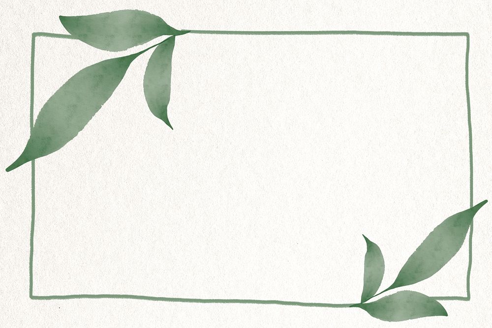 Leaf rectangle frame psd in watercolor green