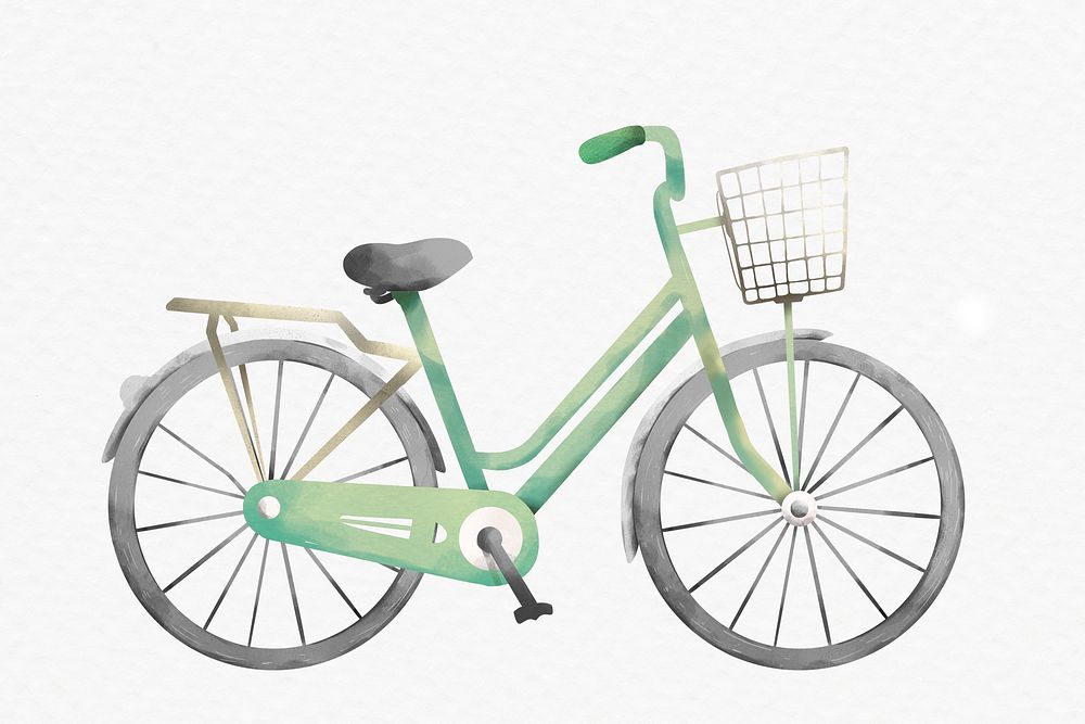 Bicycle green watercolor design element