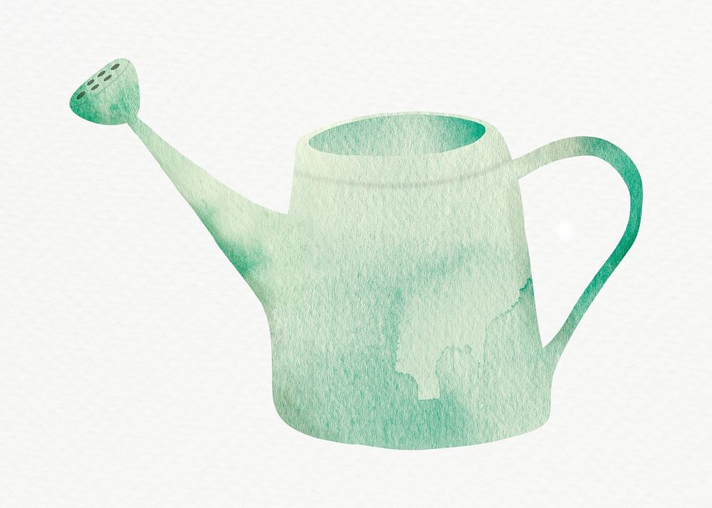 Watering can in green psd watercolor design element