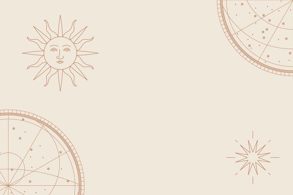 Antique sun with face vector background with astrological star map