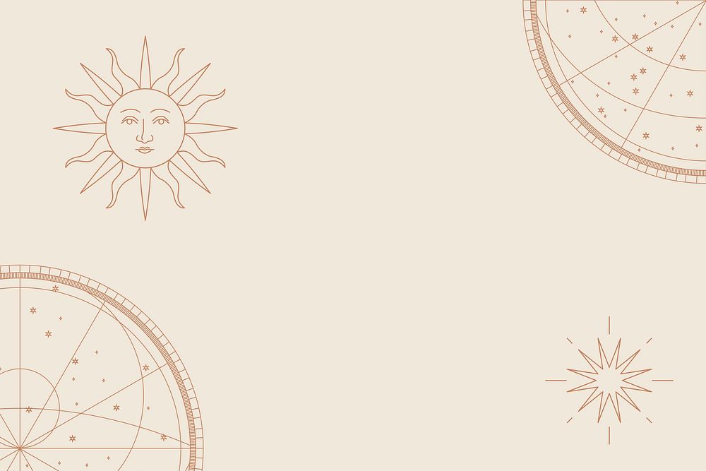 Antique sun with face psd background with constellation map