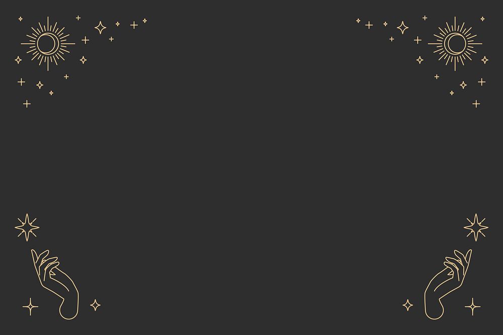 Gold celestial frame vector linear style background on black