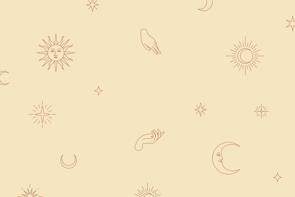 Cute celestial icons psd monoline drawing background