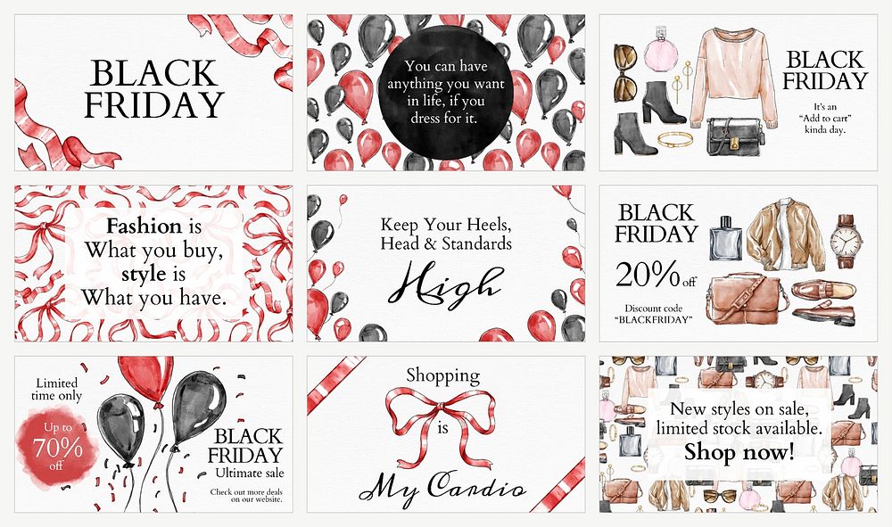 Black Friday sale template psd set for blog banners