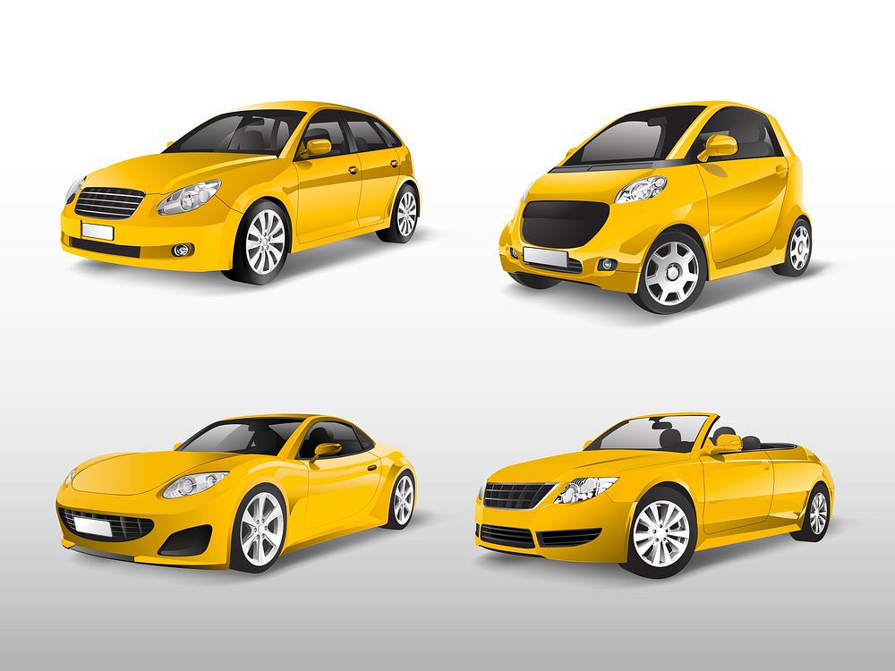 Set of yellow car vectors