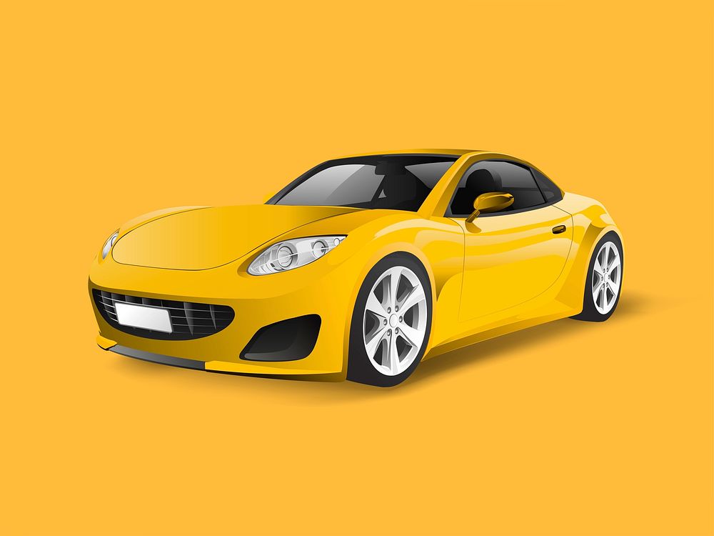 Yellow sports car in a yellow background vector