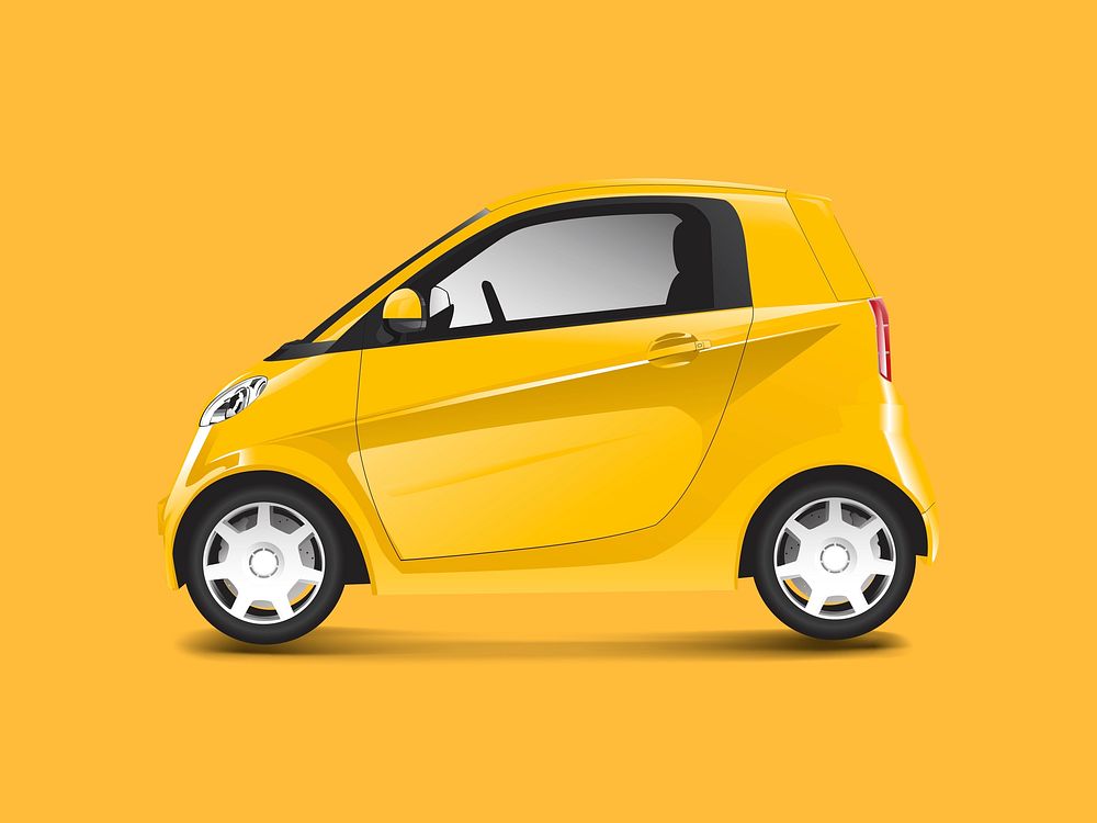 Yellow compact hybrid car vector