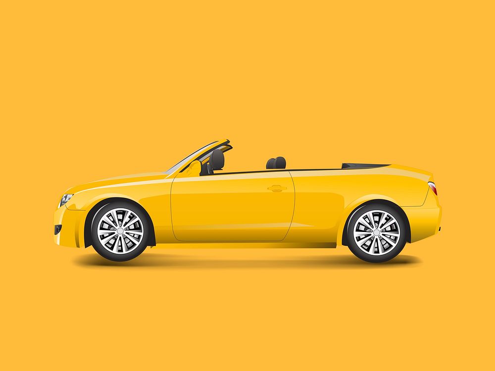 Yellow convertible in a yellow background vector
