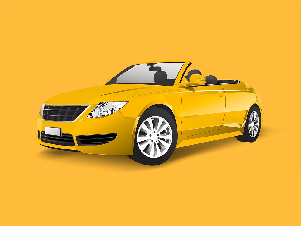 Yellow convertible in a yellow background vector