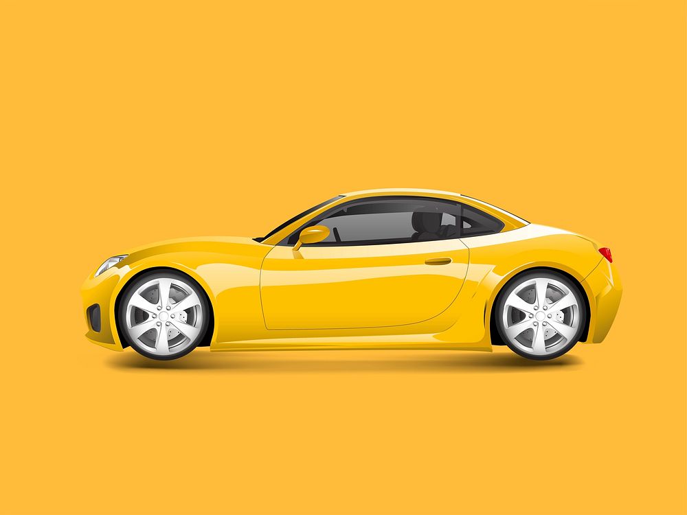Yellow sports car in a yellow background vector