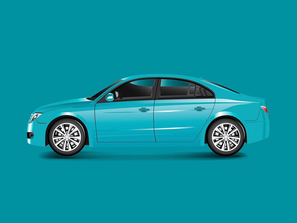 Blue sedan car in a blue background vector