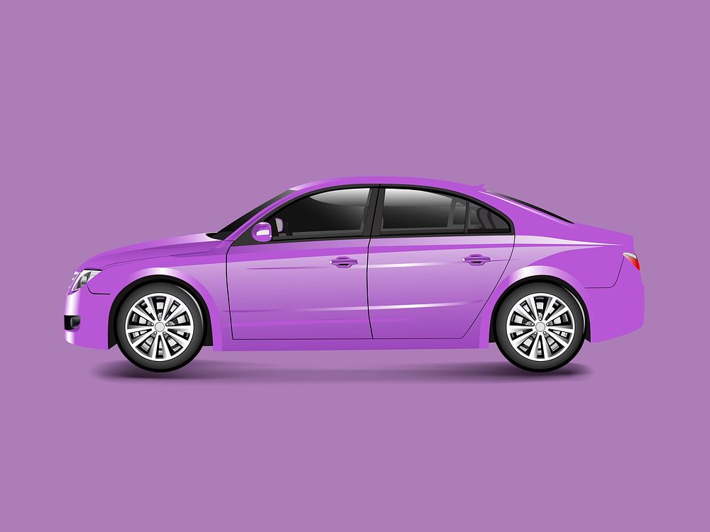 Purple sedan car in a purple background vector