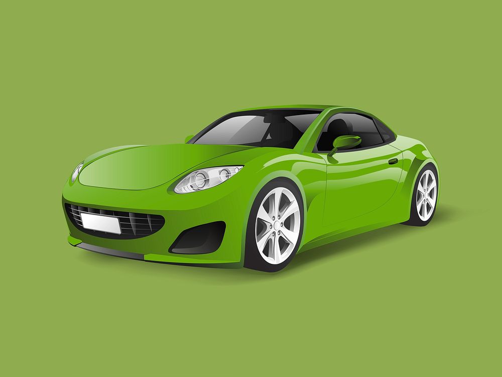 Green sports car in a green background vector
