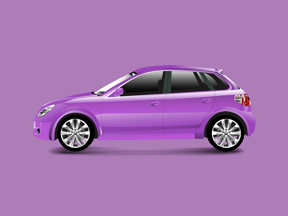 Purple hatchback car in a purple background vector