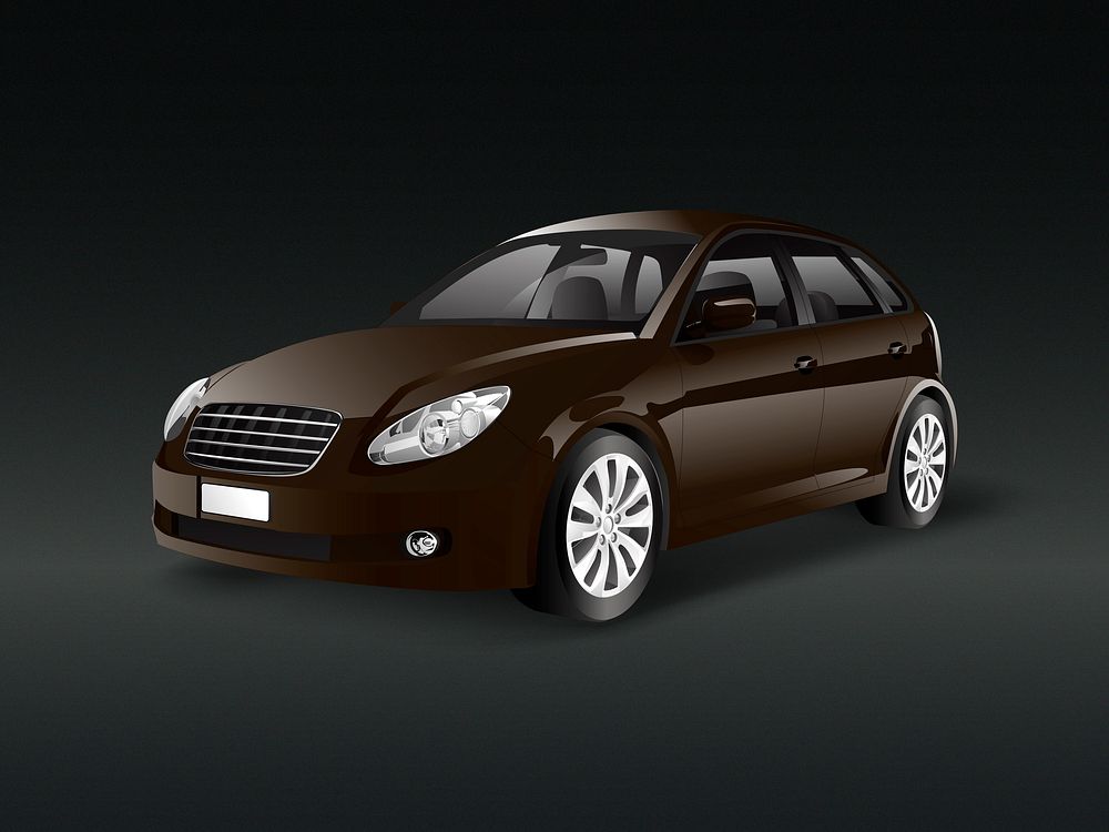 Brown hatchback car in a black background vector