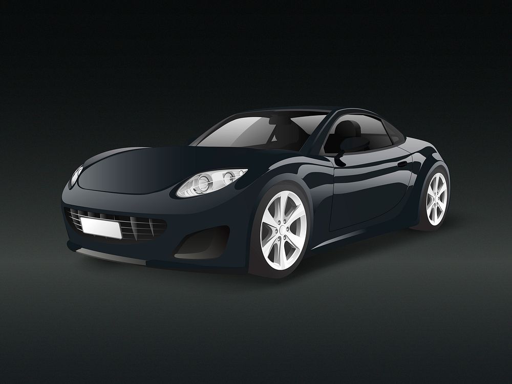 Black sports car in a black background vector