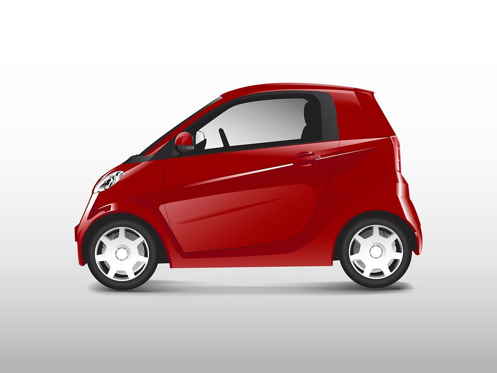 Red compact hybrid car vector