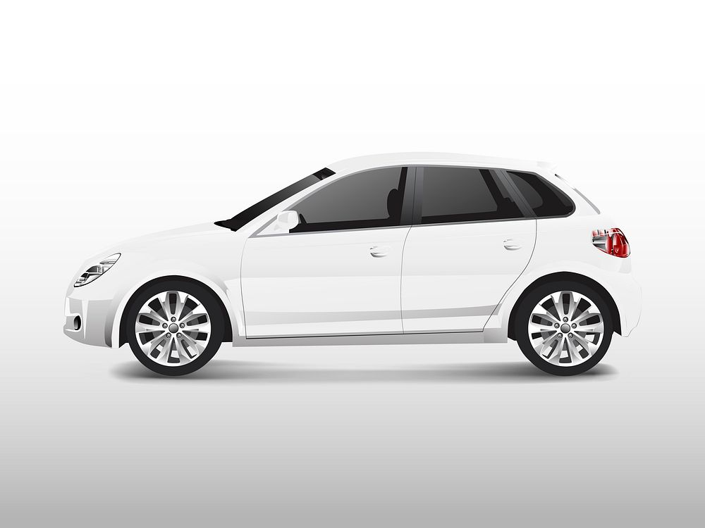 White hatchback car isolated on white vector