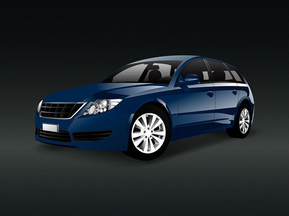 Blue SUV car in a black background vector
