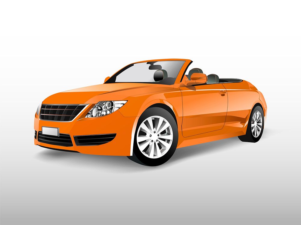Orange convertible car isolated on white vector