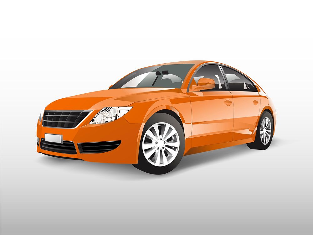 Orange sedan car isolated on white vector