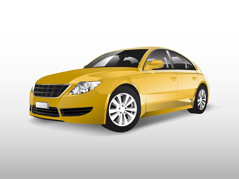 Yellow sedan car isolated on white vector